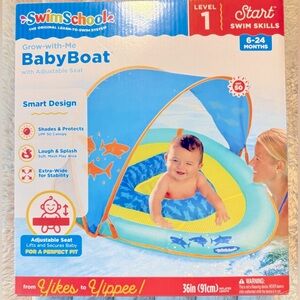 Blue & Yellow Inflatable Baby Boat w/ Adjustable Seat | 6–24 Months